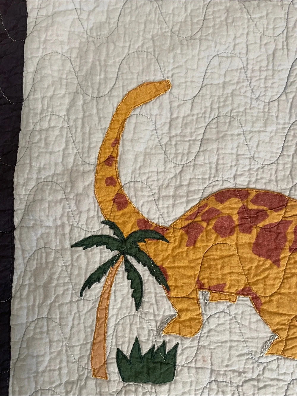 Yellow Dinosaur Appliqué Quilt - Playful 100% Cotton pillow sham